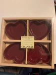 Chantal Ceramic Heart Set Of Fluted Baking Dish 3.5 Oz Burgundy 93-HQP11/4. Fixed Price $39.99.
