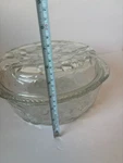 Vintage Pair Of Libbey Orchard Embossed Nesting Glass Casserole Dish And Pie Pan. Fixed Price $30.00.