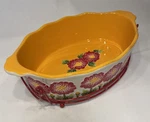 Temptations By Tara 2 Qt. Orange And Red Floral Poppy Baking Dish W/ Rack 9X13. Fixed Price $15.00.