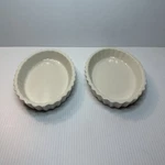 2 Hall China #853 White Mini Fluted Flan Tart Souffle Baking Dishes Oval. Fixed Price $29.00.