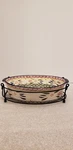Temptations By Tara Old World Oval Baker Wire Rack 2.5 Qt Confetti Print Blue. Fixed Price $60.00.