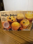 Hearthstone Set Of 6 Muffin Bakers Clay Glazed Flower Pots Serve. Fixed Price $19.00.