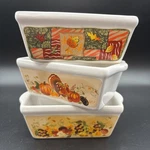 Set Of 3 Michael Mini Loaf Baking Pans Ceramic Harvest Thanksgiving 6. Fixed Price $29.95.