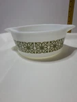 Pirex Milk Glass Oven Wear Baking Dish 1/2 Quart Vintage Green Pattern No Lid. Fixed Price $10.00.