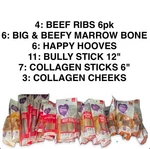 37 Pack Lot Paw Love Natural Dog Treats Bully Sticks Marrow Bones Beef Ribs More. Fixed Price $75.00.