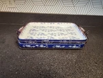 Temptations By Tara Floral Lace Blue 2 Serving Trays (14 X10 ) W/ Metal Rack. Fixed Price $36.99.