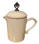 Gg Gracious Goods Collection Cream Stoneware Lidded Sauce Jar No Base Holds 30OZ. Fixed Price $75.00.