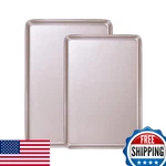 Bakeley 2-PIECE Carbon Steel Baking Sheet Set, 9X13" Quarter, 10X15" Jelly Roll. Fixed Price $44.30.
