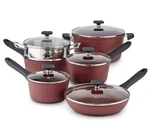Paderno Classic 11-PC Maroon Cookware Set, Non-stick. Fixed Price $390.19.