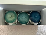 Le Creuset - Mini Round Cocotte Of 3: Three Different Blues New. Fixed Price $99.00.
