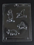 Four Dinos Animal Chocolate Candy Soap Mold Kit 3" Bags Tie Cybrtrayd MDK50-A104. Fixed Price $21.44.