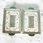2 Temp-tations Old World Green Handled Serving Tray Platters Rectangle. Fixed Price $29.99.