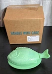 Nib Vintage Martha Stewart By Mail Jadeite Green Fish Covered Dish W/box. Fixed Price $97.51.