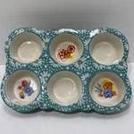 The Pioneer Woman Ceramic 6 Muffin Pan Flea Market Teal Blue Florals Cupcake. Fixed Price $14.99.
