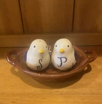 Temptations By Tara Old World Salt & Pepper Birds With Nest Cobalt Color. Fixed Price $24.99.