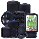 Nutrichef 10-PIECE Nonstick Bakeware Set Heavy Duty Carbon Piece, Blue. Fixed Price $109.02.