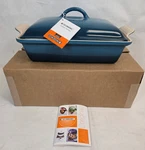 Creuset 4 Qt. Heritage Covered Rectangle Dish Deep Teal Stoneware -no Box. Fixed Price $69.98.