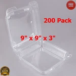 (200-PACK) 9" X 3" Clear Hinged Lid Plastic Takeout To Go Container. Fixed Price $124.89.