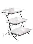 Large Tiered Tray Stand, 3 Serving Porcelain Baking Set With Servin.... Fixed Price $138.28.