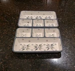 Set Of 2 Temptations By Tara Old World Gray Divided Dinner Tv Trays. Oven Safe. Fixed Price $36.95.