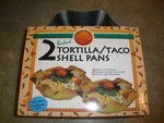 New Chicago Metallic 2 Baked Tortilla Taco Shell Pans (O46). Fixed Price $13.49.