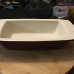 Kitchenaid 1 Quart Loaf Bread Pan Casserole Dish Ceramic Stoneware Maroon Cream. Fixed Price $12.99.
