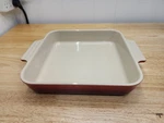 Le Creuset Cerise Red Stoneware Square Baking Dish 9"X9". Fixed Price $30.00.