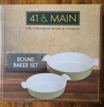 41 & Main, Round Baker Set Of 2 Stoneware Baking Dishes Mint Green 10" 8. Fixed Price $15.99.