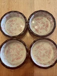 Set Of 4--TEMPTATIONS By Tara Red Floral Lace Scalloped Edge 5.75 Quiche Bowls. Fixed Price $35.60.