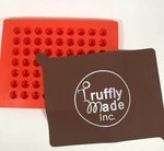 Truffly Made Classic Round 63 Cavity Orange Silicone Candy Mold 1" W/ Cover Mat. Fixed Price $30.00.