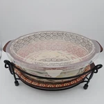 Temp-tations Old World Oval Baker 1.5 Qt Lid Wire Rack Serving Set Orange/brown. Fixed Price $24.99.