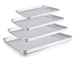 Teamfar Baking Sheet Set Of 4, 16INCH, 12.5INCH, 10.5INCH, 9.3INCH, Silver. Fixed Price $38.76.
