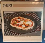 Chefs Flameproof Ceramic 16" Pizza Stone-black Vintage Open Box New!. Fixed Price $45.00.