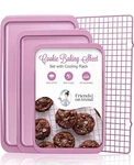Friends On Trend - 3 Pink Baking Sheet Set With Cooling Rack Pans. Fixed Price $22.00.