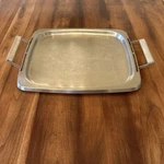 Art Deco Mid Century Stainless Steel Serving Tray 17 X 12 With Handles Retro. Fixed Price $17.95.