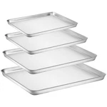 Baking Set Of 4, Yododo Stainless Steel Pan Sheets, Silver. Fixed Price $37.35.