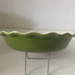 Emile Henry France Green Scalloped Ruffled Ceramic Pie Dish Pan 9. Fixed Price $29.95.