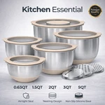 Stainless Steel Mixing Bowls Set With Lids Airtight Nesting Non Slip Kitchen. Fixed Price $38.92.
