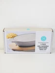 Martha Stewart 2-PIECE Enameled Cast Iron Oval Casserole Birch Wood Trivet Set. Fixed Price $24.95.