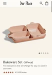 Our Place - 5 Piece Ovenware Set, Toxin Free, Non Stick Stoneware, Brand. Fixed Price $180.00.