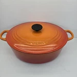 Vintage Le Creuset 31 Oval Dutch Oven 6.5 Qt Flame Orange Cast Iron France. Fixed Price $149.99.