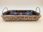 Amber Glass Casserole Dish Anchor Hocking Ovenware W/ Wicker Basket 2QT Vintage. Fixed Price $11.90.