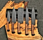 Custom Made Forged Carbon Steel Chef Set Kitchen Knives With Leather Bag 2929. Fixed Price $99.80.
