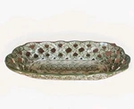 Temptations By Tara 14" Green Floral Lace Lattice Bread Basket Pottery. Fixed Price $24.99.