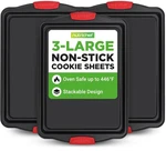 Nutrichef 3-PC Large Nonstick Cookie Sheets Set For Baking W/ Silicone Handles. Fixed Price $39.63.