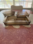 Vintage Pyrex Visions Glass Baking Dish Set Of 3 Cake Brownie & Loaf Pan. Fixed Price $60.00.