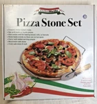 Kitchen Worthy 13" Pizza Stone Set Chrome Metal Rack Cutter. Fixed Price $14.49.
