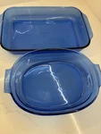 Vintage Pyrex Cobalt Blue Glass Baking Dish Set Mcm Kitchen Decor 2PC Usa. Fixed Price $48.95.
