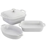Staub Ceramic 4-PC Baking Pans Set, Casserole Dish With Lid, Brownie. Fixed Price $79.99.