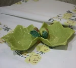 Vintage Mid-century Modern Ceramic Green Leaf Divided Dish, California Pottery. Fixed Price $19.42.